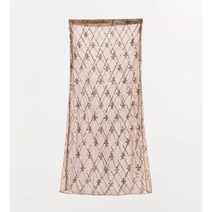 Zara BEADED EMBROIDERED MIDI SKIRT